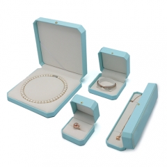 Professional Manufacturing Light Blue Leather Jewelry Packaging Box