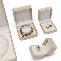 Hot Selling Cream PU Leather Ring Necklace Bracelet Box