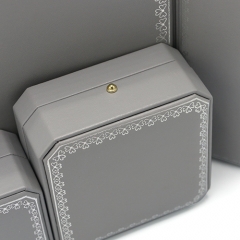 Factory Supply Trendy Style Grey PU Leather Jewelry Box