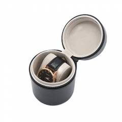 Premium Leather Cylinder Watch Box With Zipper Closure