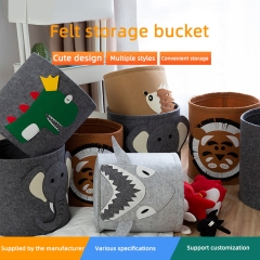 Household large foldable cartoon felt toy storage basket organizer collapsible laundry basket Stationery storage basket