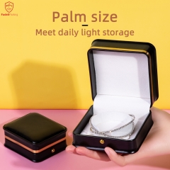 factory direct supply Customized Logo Luxury Pu leather jewelry box ring box Round corner black jewelry box