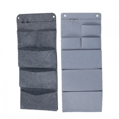 Gray Wall Hanging Style Felt Storage Hanging Bags Wall Mounted Wardrobe Hang Bags Wall Pouch Cosmetic Toys Organizer