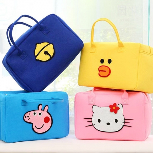 New Cartoon Felt Bag Cute Cartoon Travel Storage Bag High Capacity Travel Bag