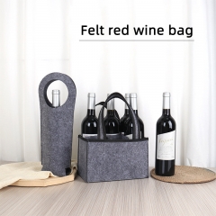 Wholesale Felt Wine Bottle Bag Divided Wine Tote Bag High Quality Hanging Felt Tote Bag