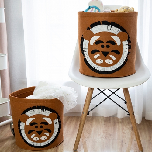 Household large foldable cartoon felt toy storage basket organizer collapsible laundry basket Stationery storage basket