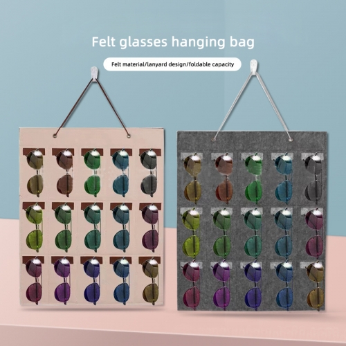 High Quality Felt Slots Hanging Dust Proof Wall Pocket Eye Glasses Organizer Display Case Sunglasses Holder Organizer