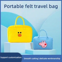 New Cartoon Felt Bag Cute Cartoon Travel Storage Bag High Capacity Travel Bag