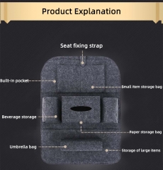 Felt Fabric Car Seat Protector Multifunctional Backseat Organizer Car Storage Bag,Back Seat Car Organizer