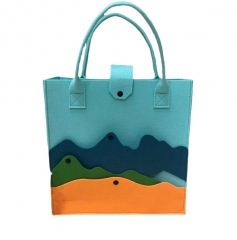 Promotion colors Reusable Felt Bag Eco-friendly Felt Foods Delivery Handbag Shopping Tote Bag