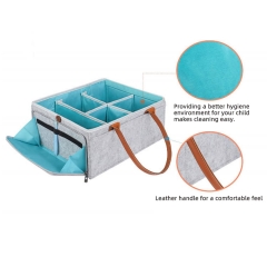 Custom Foldable Large Capacity Felt Baby Diaper Bag Felt Storage Organizer Felt Mommy Caddy Bag Nappy Organizer Tote