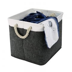 Felt Storage Basket for Organizing Baskets with Rope Handles Foldable Baskets for Toys Soft Nursery Organizer