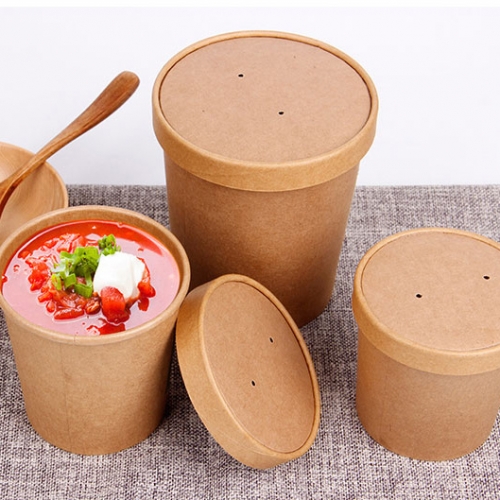 Disposable Kraft Paper Dessert Ice Cream Yogurt Bowls Soup Bowls Party Supplies for Hot/Cold Food, Soup