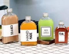 350 ML Clear Plastic Juice Bottles with Lids, Ideal for storing Juice, Milk and Other Beverages