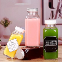 450ML Square Plastic Juice Bottles with Lids, Great for storing Juice, Milk and Other Beverages