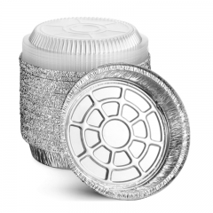Disposable Round Aluminum Foil Take-Out Pans with Plastic Lids Set - Disposable Tin Containers, Perfect for Baking, Cooking, Catering, Cake Pans, Parties, Restaurants