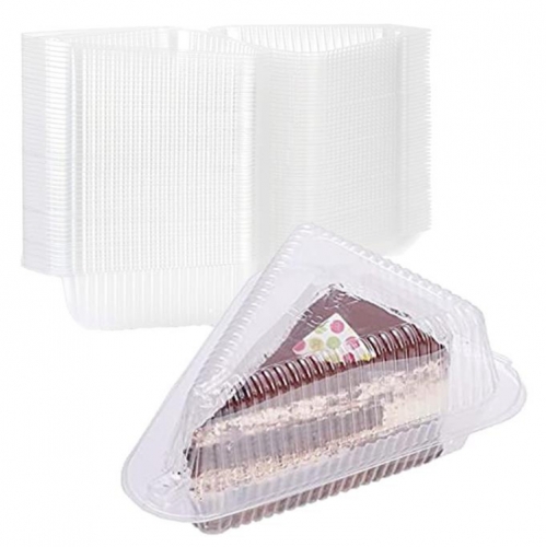 Cake Slice Containers with Lids Clear Plastic Hinged Cheesecake Containers Individual Disposable Triangle Cake Boxes for Pie Slice Cheesecake, Tres Leches, Flan, Desserts