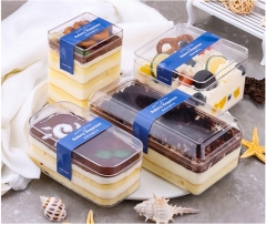 Tiramisu Dessert Storage Container Packaging Tiramisu Cake Box Transparent Square PS Plastic Food Free Sandwich Box Recyclable