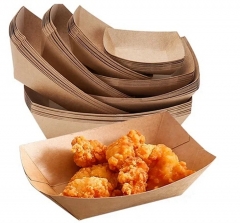 Compostable Kraft Paper Container Paper Food Boats Disposable Paper Food Trays