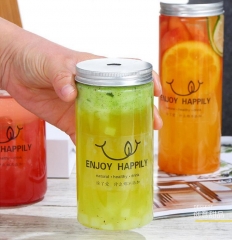 Juice Drink Containers Plastic Boba Tea Milk Bottles With Caps For Juicing Drinking Cold Beverages