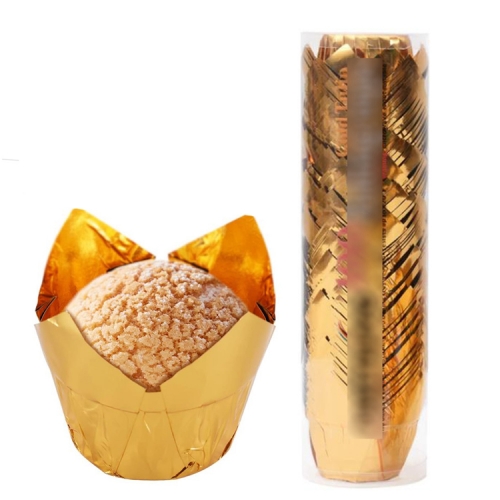 Gold Foil tulip baking cups paper tulip liners grease proof stand by self tulip liner