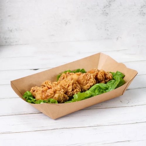 Paperboard kraft paper take away packaging box french fry boat for french fries hot dogs
