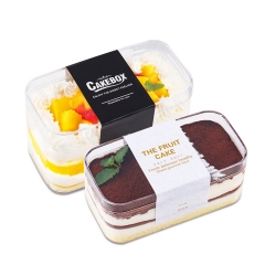 Tiramisu Dessert Storage Container Packaging Tiramisu Cake Box Transparent Square PS Plastic Food Free Sandwich Box Recyclable