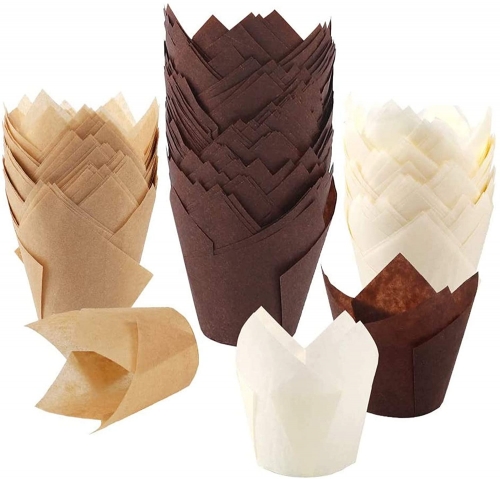 Custom Disposable Paper Cup Tulip Cupcake Liners Easy To Use Dessert Package Cupcake Wrappers