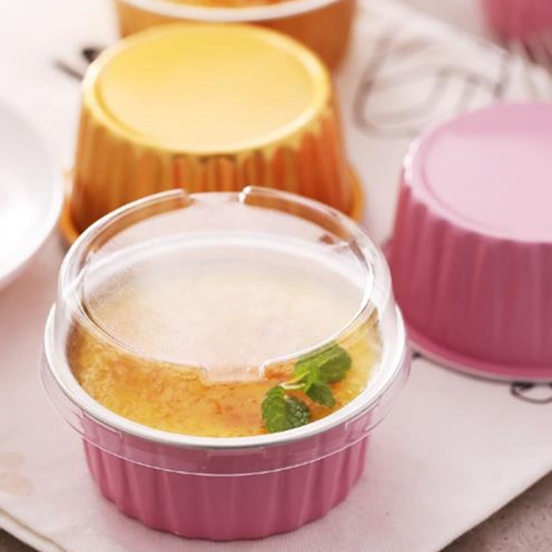 Baking Cups with Lids Mini Muffin Liners, Dessert Cheesecake Pan Creme Brulee Cupcake Containers Disposable Ramekins Aluminum Foil cup