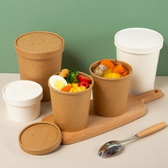 Kraft Paper Soup Cup Paper Soup Bowl Soup Container with Lids