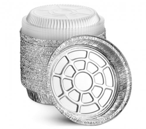 Round Aluminum Foil Pans with Clear Lids Disposable Containers Baking Meal Prep Reheating Freezer & Oven Safe
