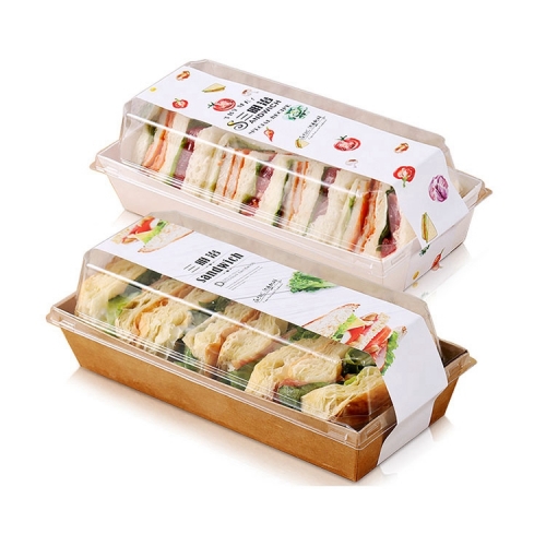 Paper Charcuterie Boxes with Clear Lids, Disposable Sandwich Boxes Rectangle To Go Food Containers for Bakery Desserts, Strawberries, Cake Slice and Cookies