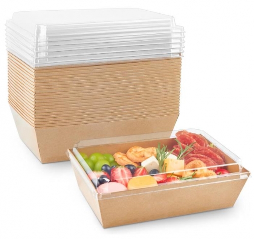 Square Disposable Food Containers Bakery Boxes Pastry Boxes with Clear Secure Lids for Strawberries Paper Charcuterie Boxes with Clear Lids