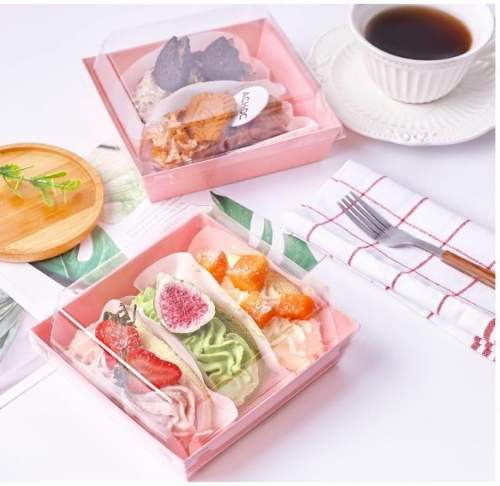Paper Charcuterie Boxes with Clear Lids, Disposable Sandwich Boxes Rectangle To Go Food Containers for Bakery Dessert