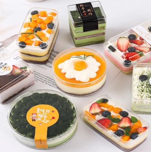 Cake Box Custom Square Transparent Tiramisu Small Food Cake Clear Ps Packaging Plastic Boxes With Lid
