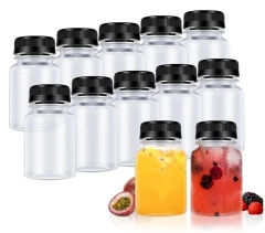 Plastic Juice Bottles with Caps, Flat Juice Bottles Beverage Containers Plastic Flask Bottles for Drinks,Juice,Beverage
