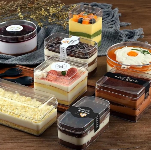 PS Square transparent small food cake clear packaging plastic boxes tiramisu cookie Dessert cake box