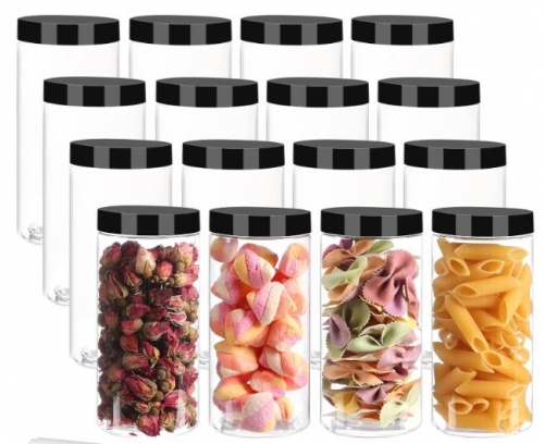 Clear Plastic Storage Jars Containers,8 Pack Refillable Wide-Mouth Plastic Slime Storage Containers for Beauty Products Kitchen & Household Storage