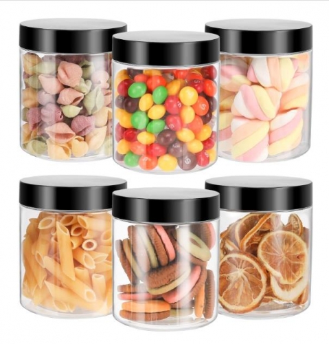 mpty Candy Storage Jars, Reusable PET Mason Jar with Screw on Lids, Large Round Dry Food Container for Household and Kitchen Organizing, Nuts, Noodles, Spices