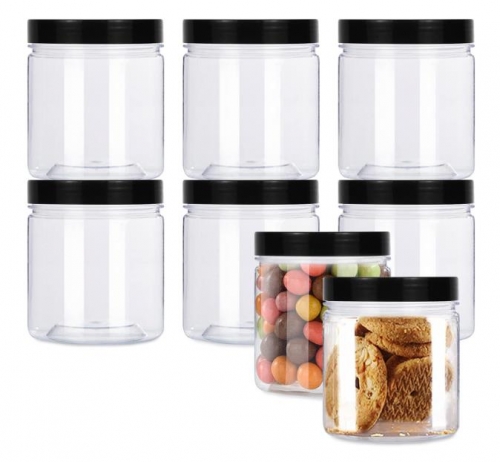 Food Storage Containers Clear Plastic Round Storage Plastic Jars with Lids