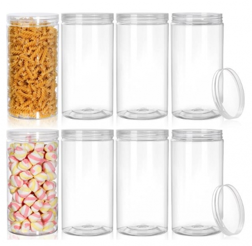 Clear Refillable PET Slime Containers Plastic Food Jars Empty Kitchen Storage Canisters