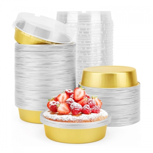 Disposable Aluminum Foil Pans Ramekins, Baking Cups, Muffin Liners with Lids