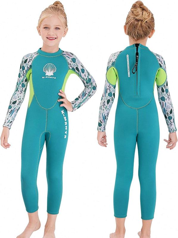 MWTA Wetsuit for Kids Boys Girls 2.5mm Neoprene Thermal Swimsuit Fullsuit Wet Suits Long Sleeve for Toddler Child Junior Youth Swimming, Diving, Surfing