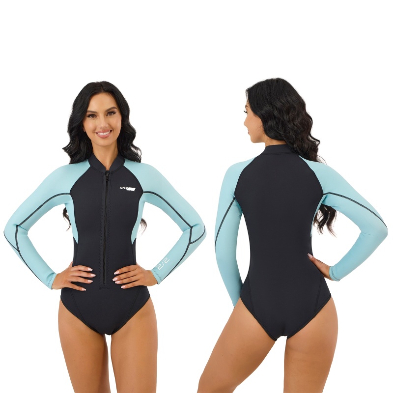 MWTA Wetsuit Women Shorty 2.0mm Neoprene Front Zipper for UV Protection Surfing Diving Snorkeling Kayaking