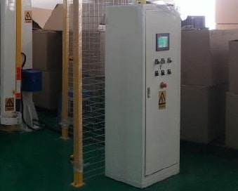 electrical cabinet of the single mast rotary arm pallet wrapper machine