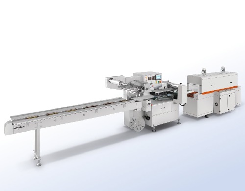 Horizontal flow shrink wrapping machine for food and grocery SW-F01