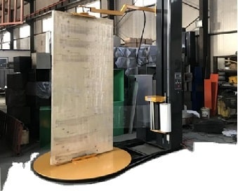 Economical vertical type door stretch wrapper