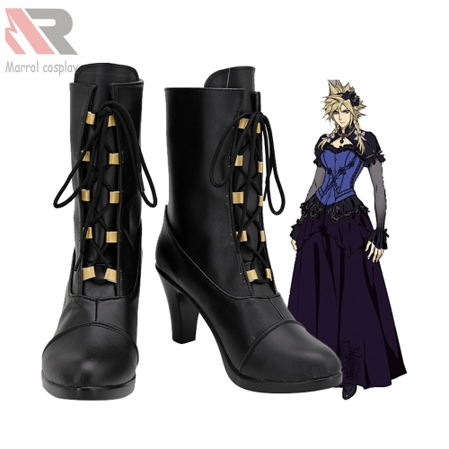 Final Fantasy VII Remake Cloud Strife Female Version Cosplay Shoes Bootie Black