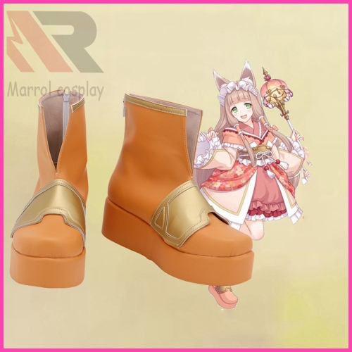 Princess Connect Re:Dive Himemiya Maho Halloween Cosplay Shoes Bootie Women Orange