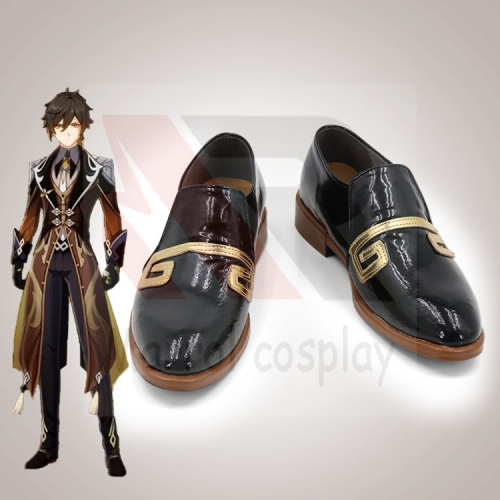 Genshin Impact ZhongLi Morax Black Cosplay Shoes Men Shoes